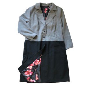 NWT TORRID WOOL BLEND COAT SIZE 3X WOMEN'S COLORBLOCK FLORAL LINING